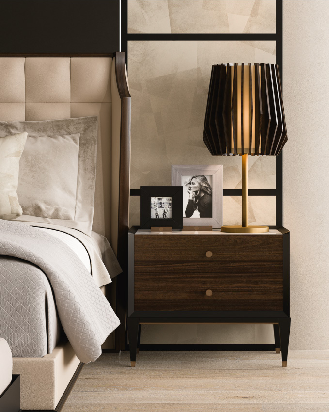 Szafka nocna z marmuru i drewna