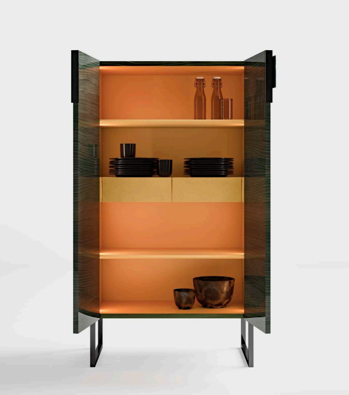 Szafka włoska z drewna z oświetleniem