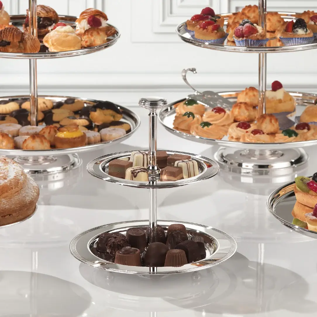 Włoski posrebrzany dwupoziomowy stojak na owoce