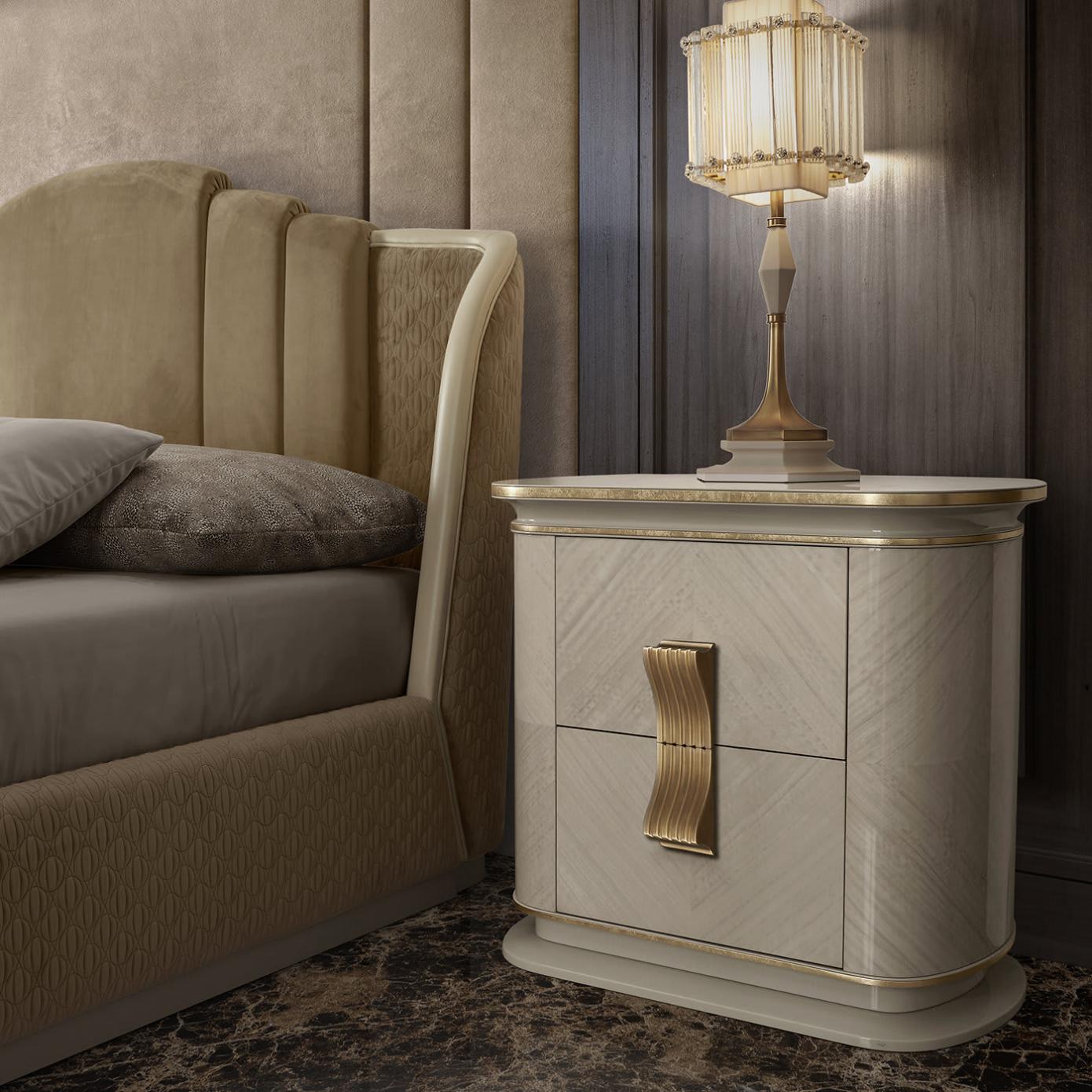 Biało-złota szafka nocna Dilan