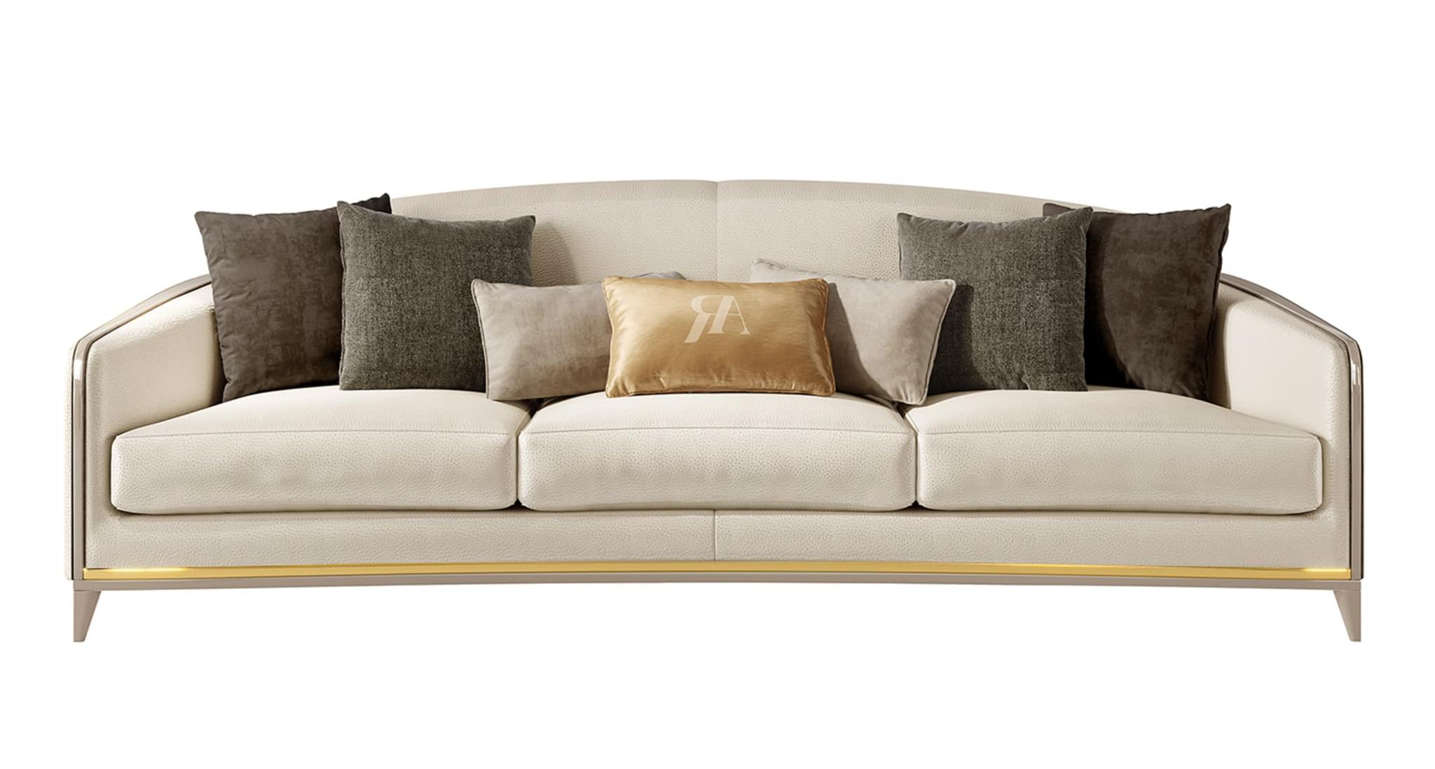 Beżowa sofa trzyosobowa Elegance | Konfiguracja: Z poduszkami