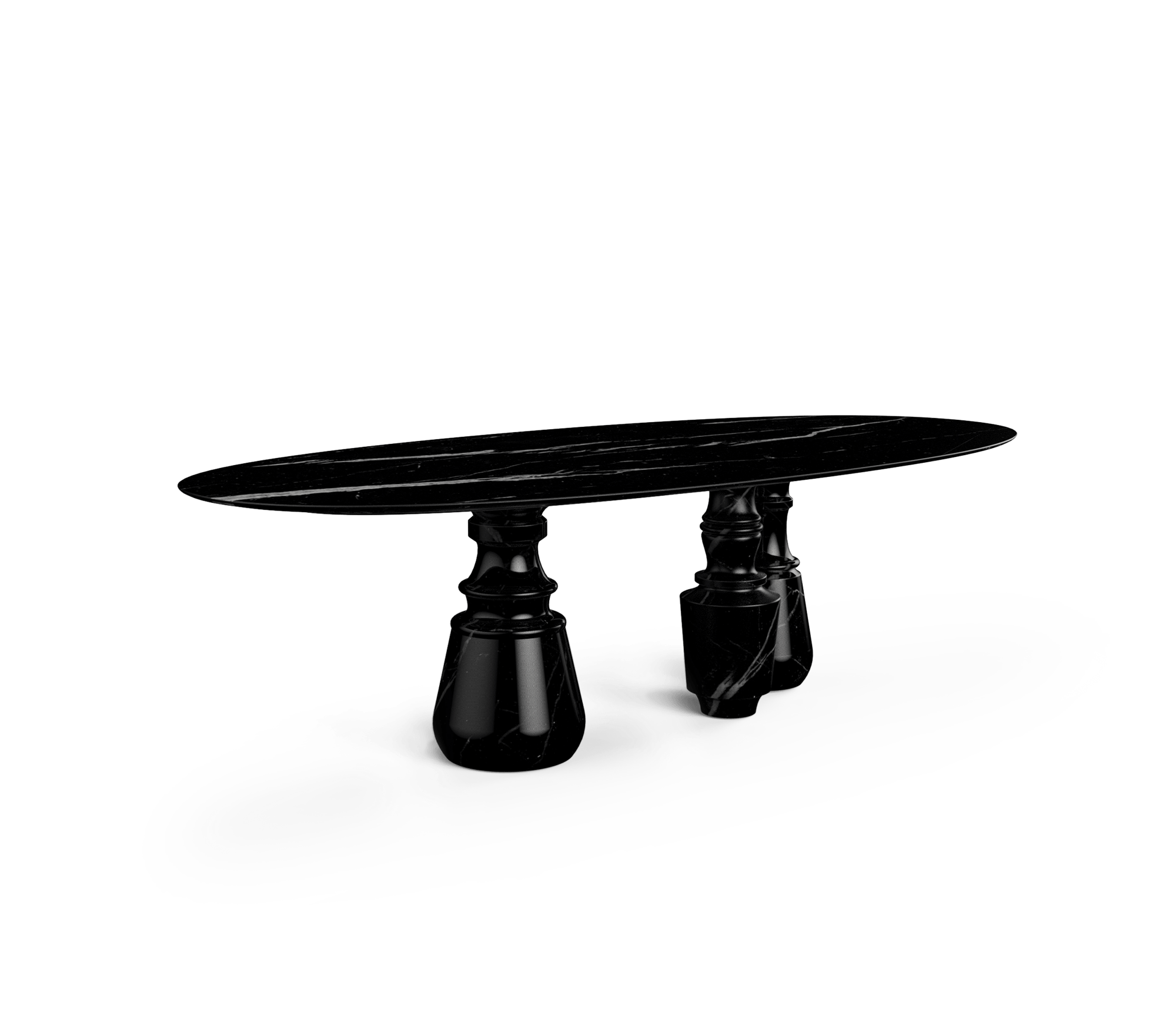 Owalny stół jadalniany XL Obsidian z marmuru Nero Marquina