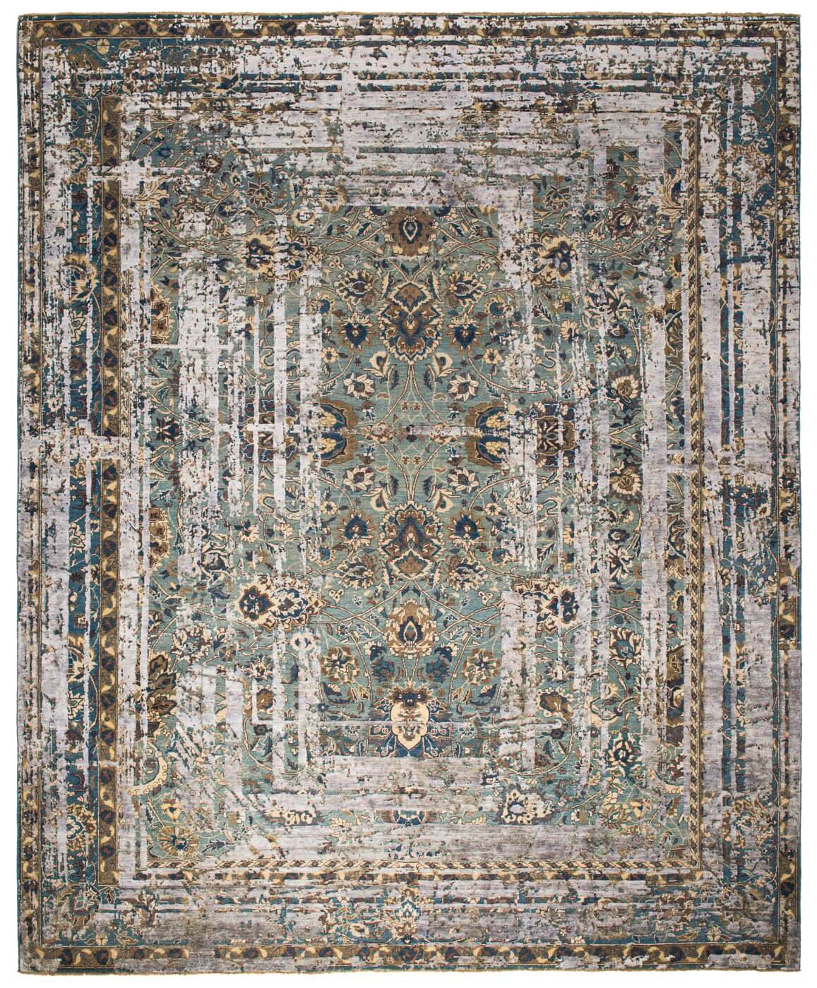 Dywan Kirman Flower Frame Green | Rozmiar: 250 x 300 cm