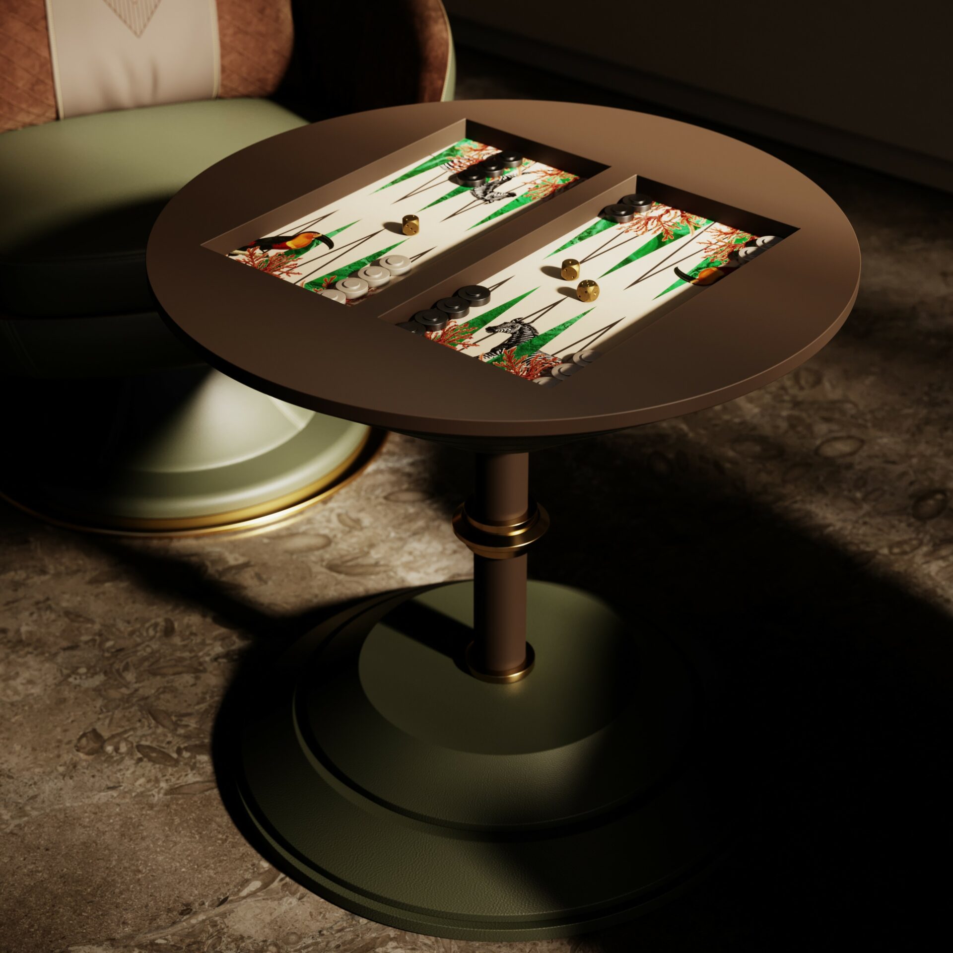 Stolik kawowy backgammon i szachy Goemon