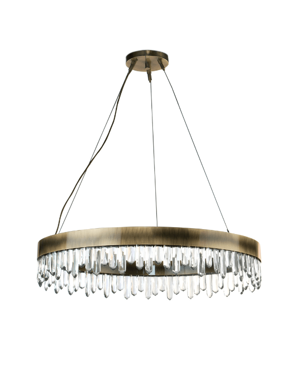 Lampa wisząca mosiężna płynąca