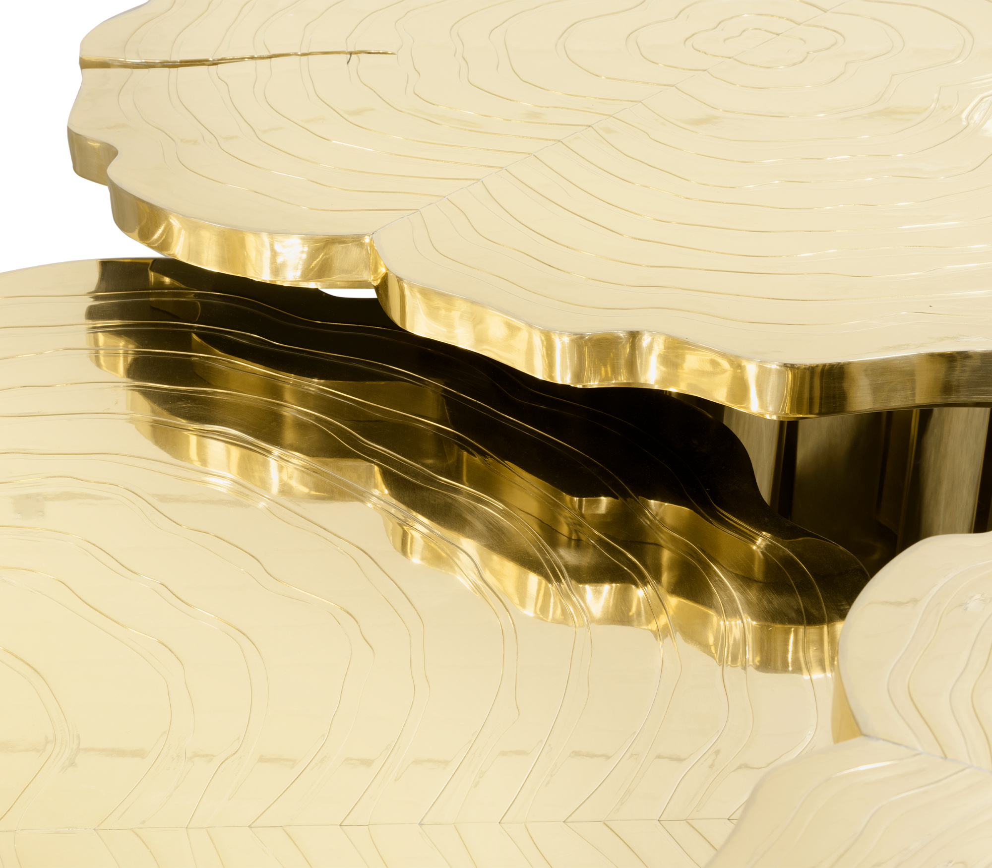 Złoty zestaw stolików kawowych Fortuna, 3-częściowy