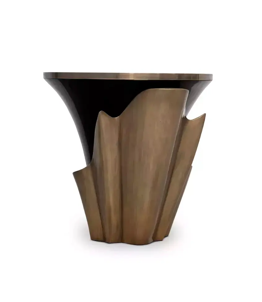 Stolik boczny Solstice z postarzanego złota