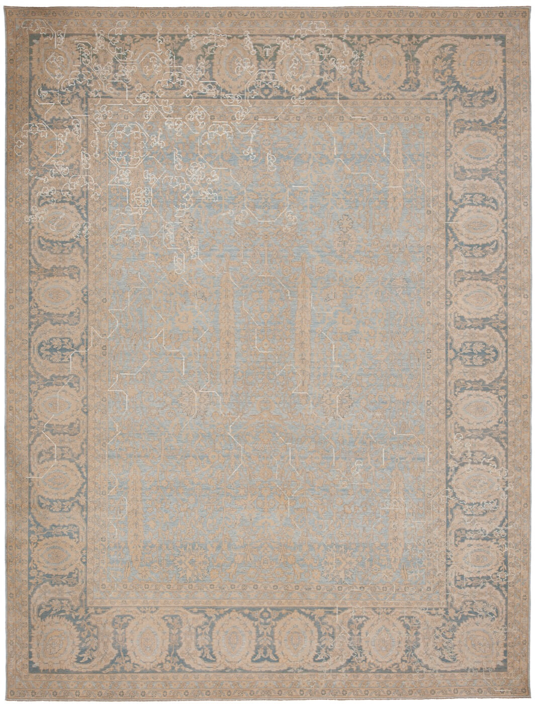 Dywan Tabriz Wooster Sekizgen 2 Skyblue Silvergrey Silk | Rozmiar: 250 x 300 cm
