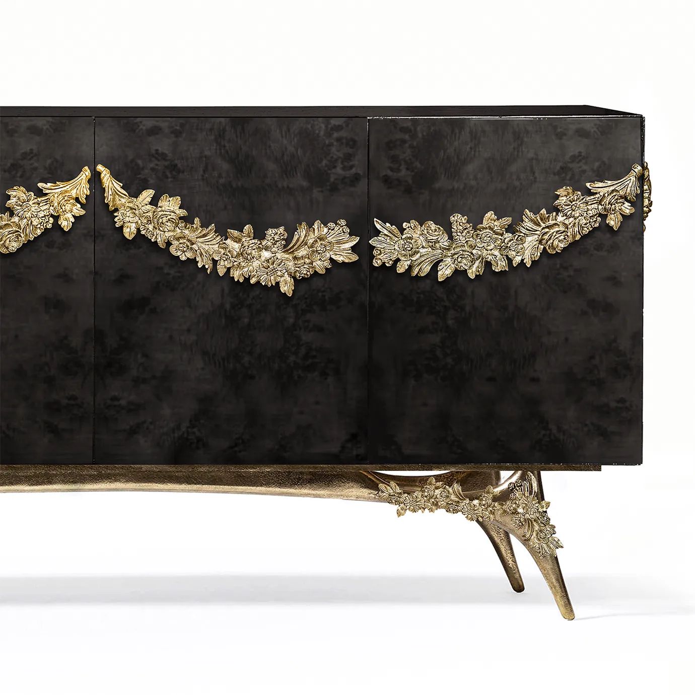 Kredens Majestica z czarnego forniru korzenia topoli