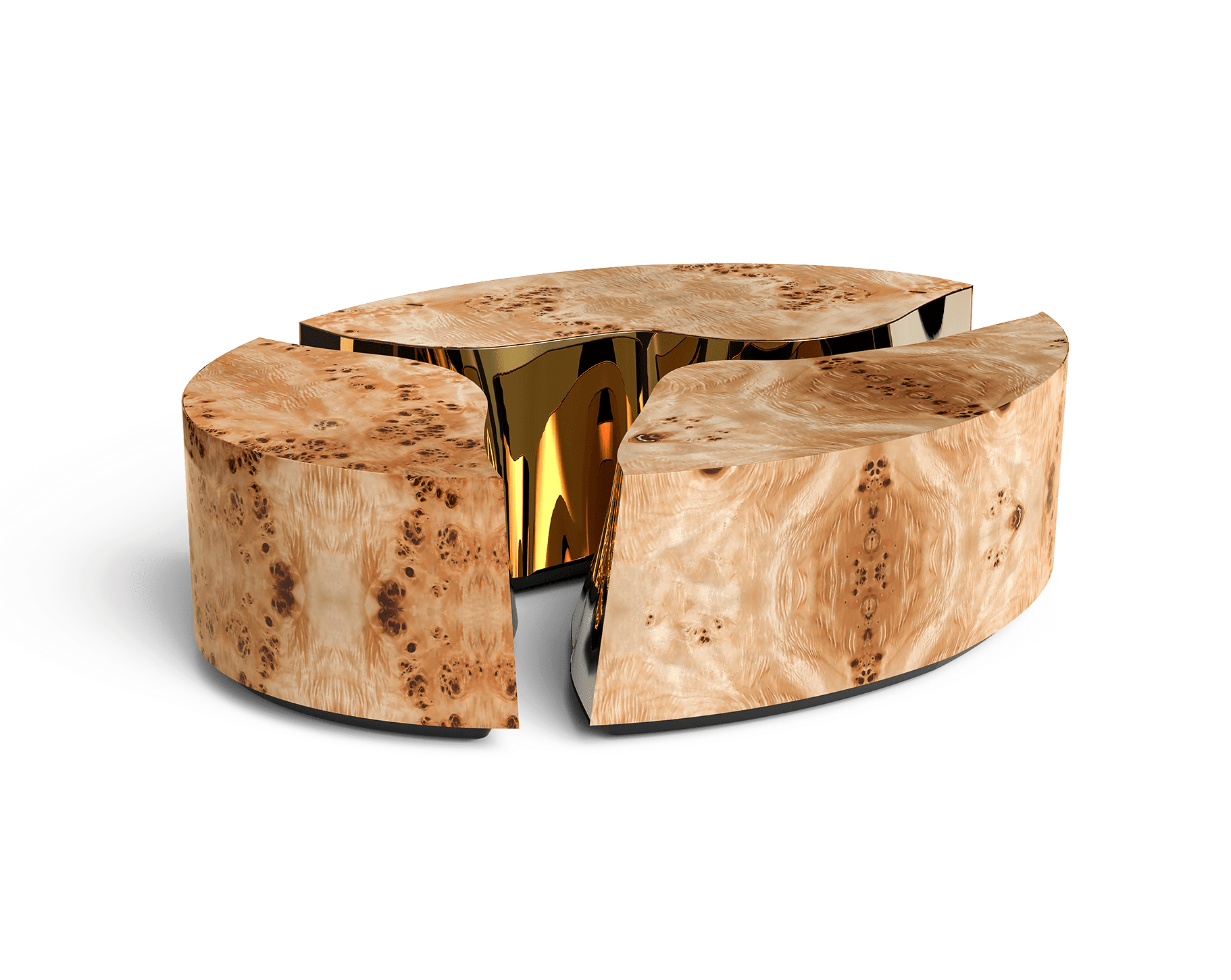 Topolowy owalny stolik kawowy Fissure