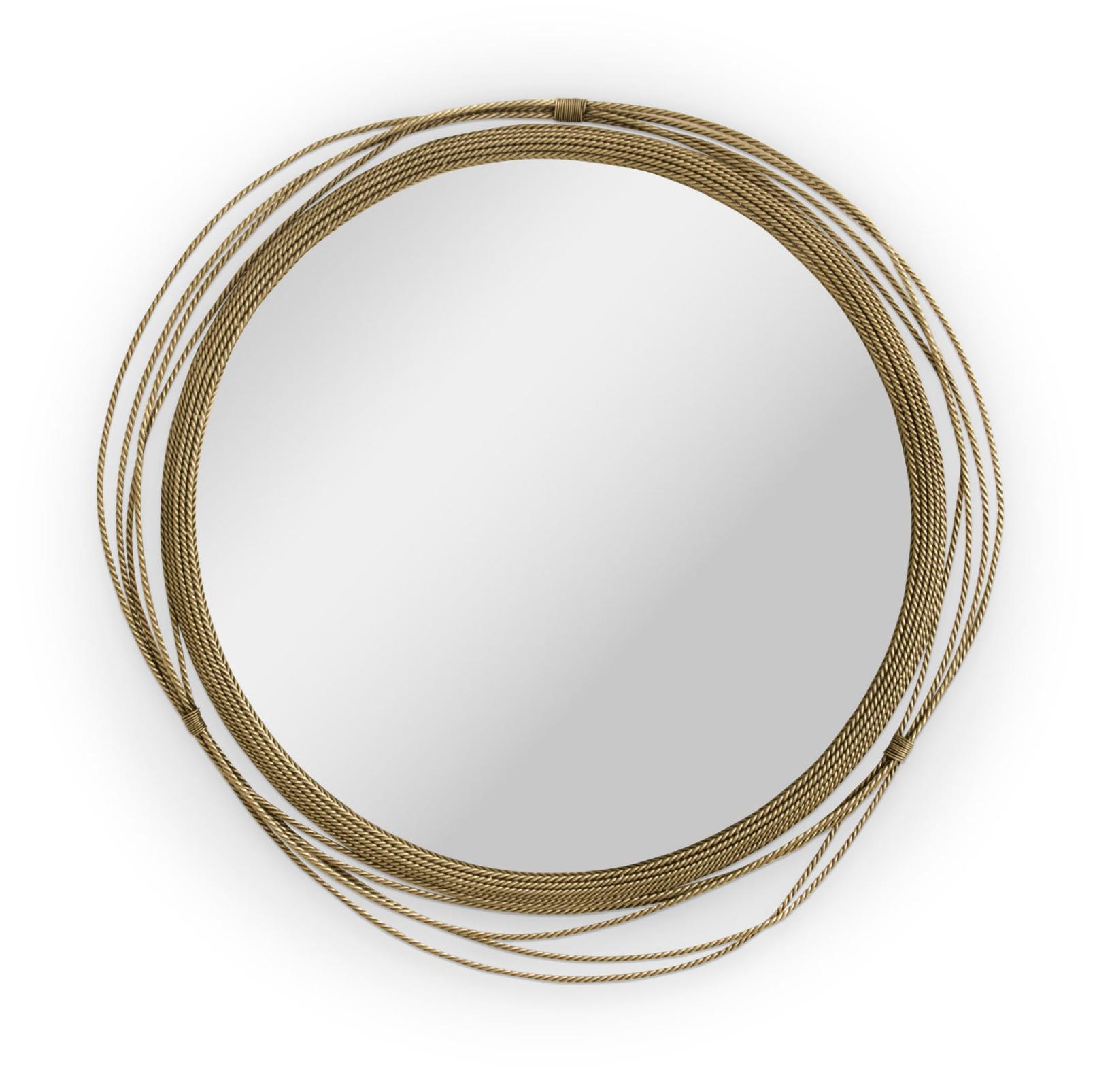 Lustro ścienne okrągłe mosiężne