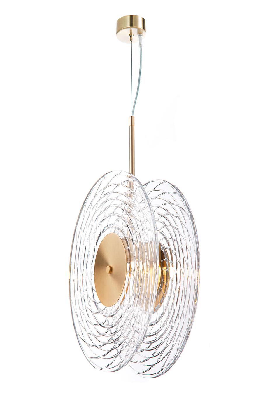 Podwójna lampa wisząca Ripple kryształowa