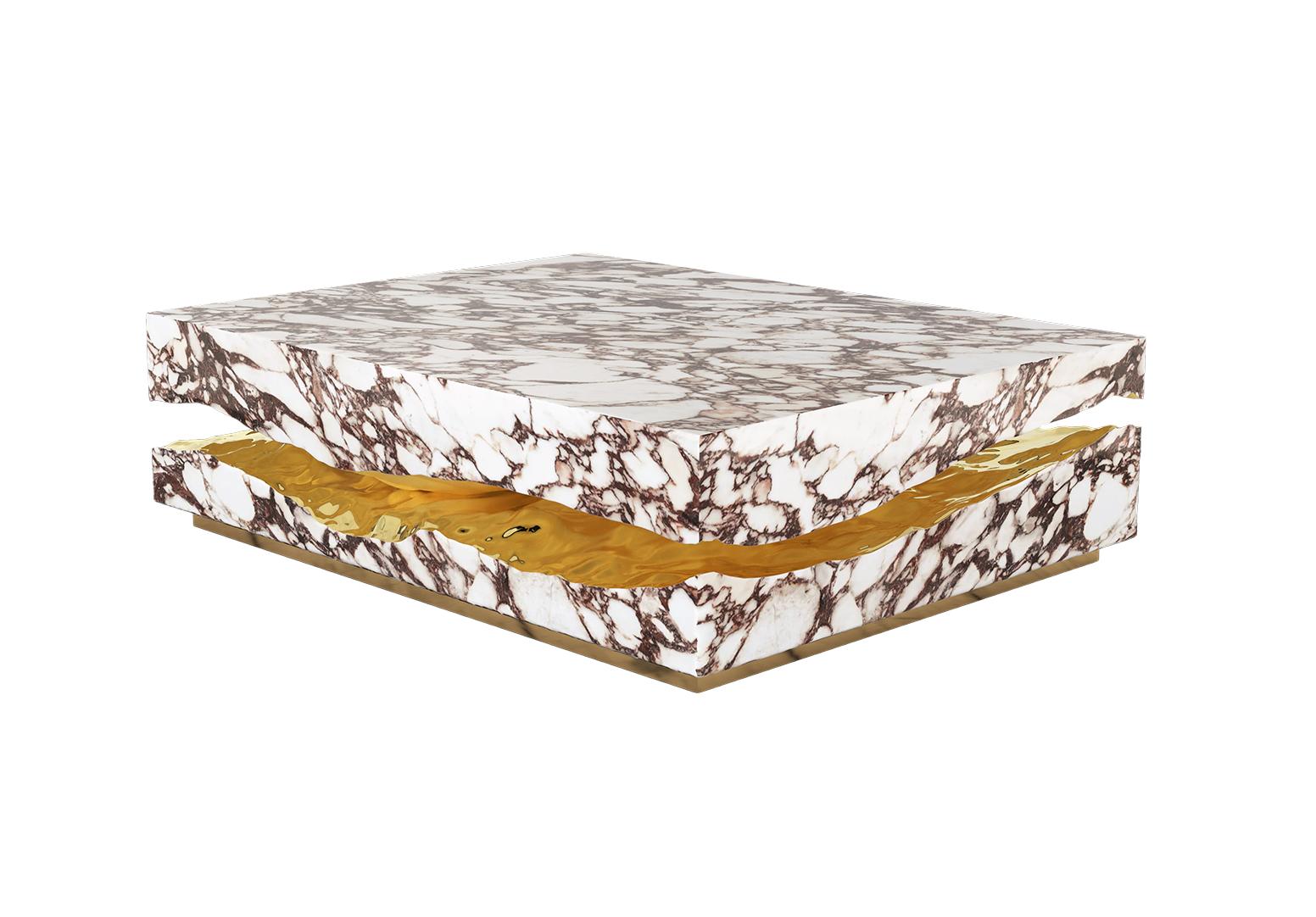 Stolik kawowy Boulder z marmuru Calacatta Violla