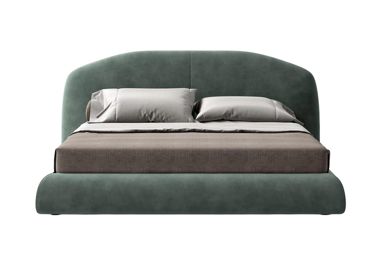Łóżko z ukrytymi nogami i zagłówkiem