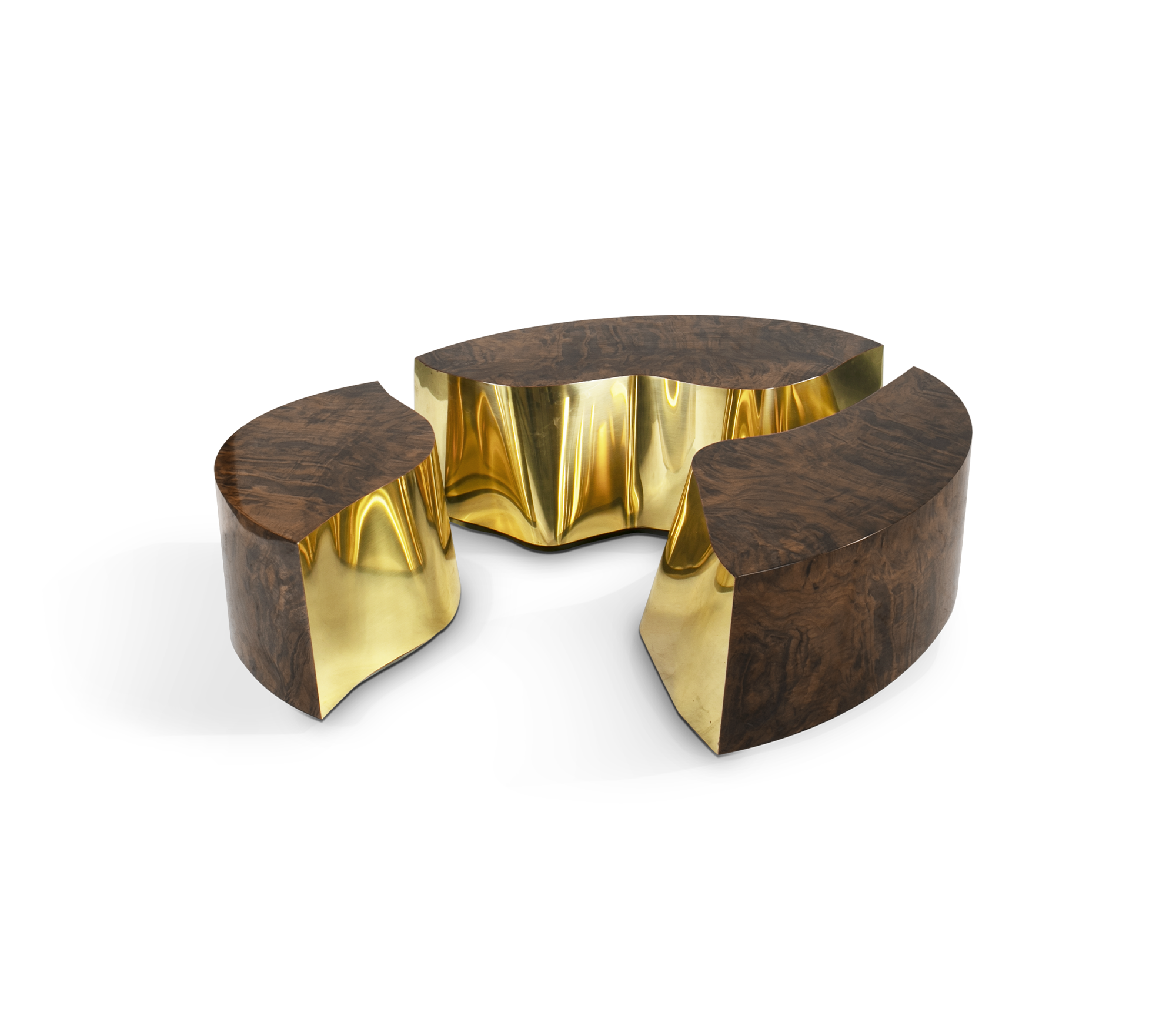 Orzechowy owalny stolik kawowy Fissure