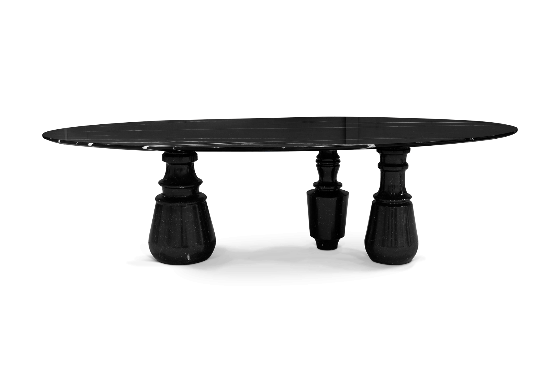 Owalny stół jadalniany XL Obsidian z marmuru Nero Marquina
