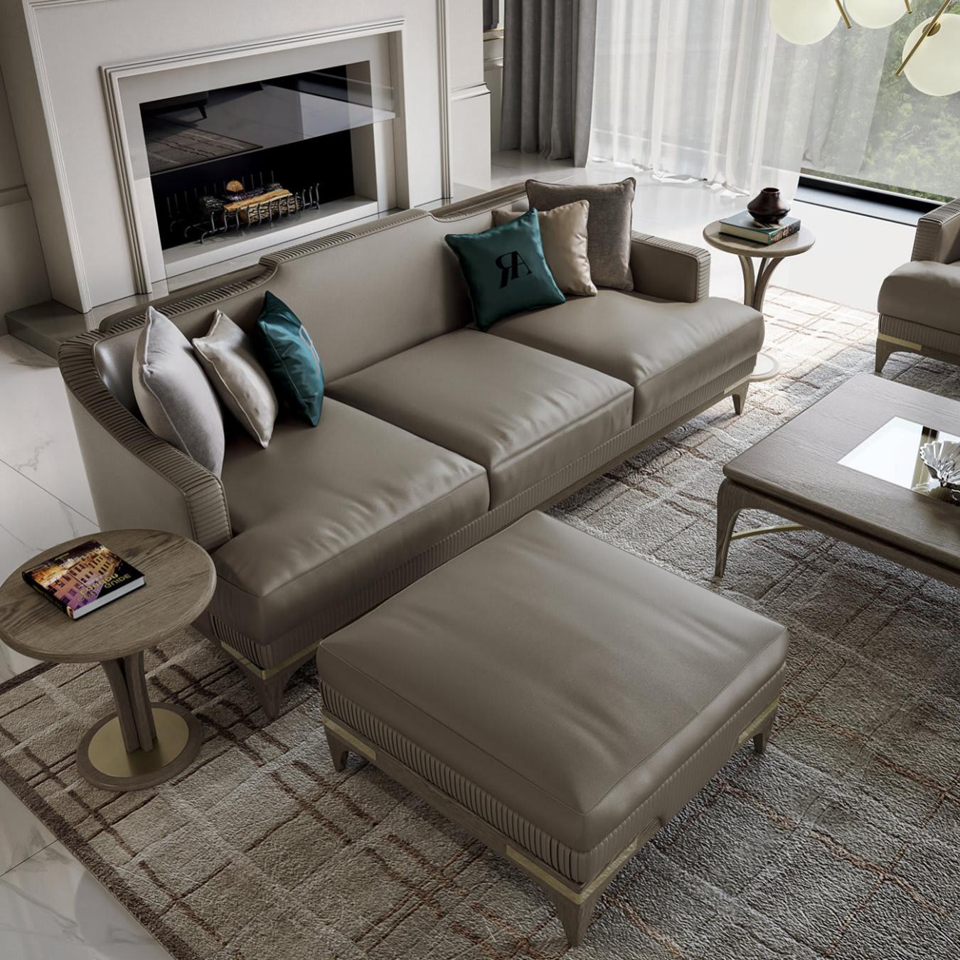 Luksusowy skórzany puf