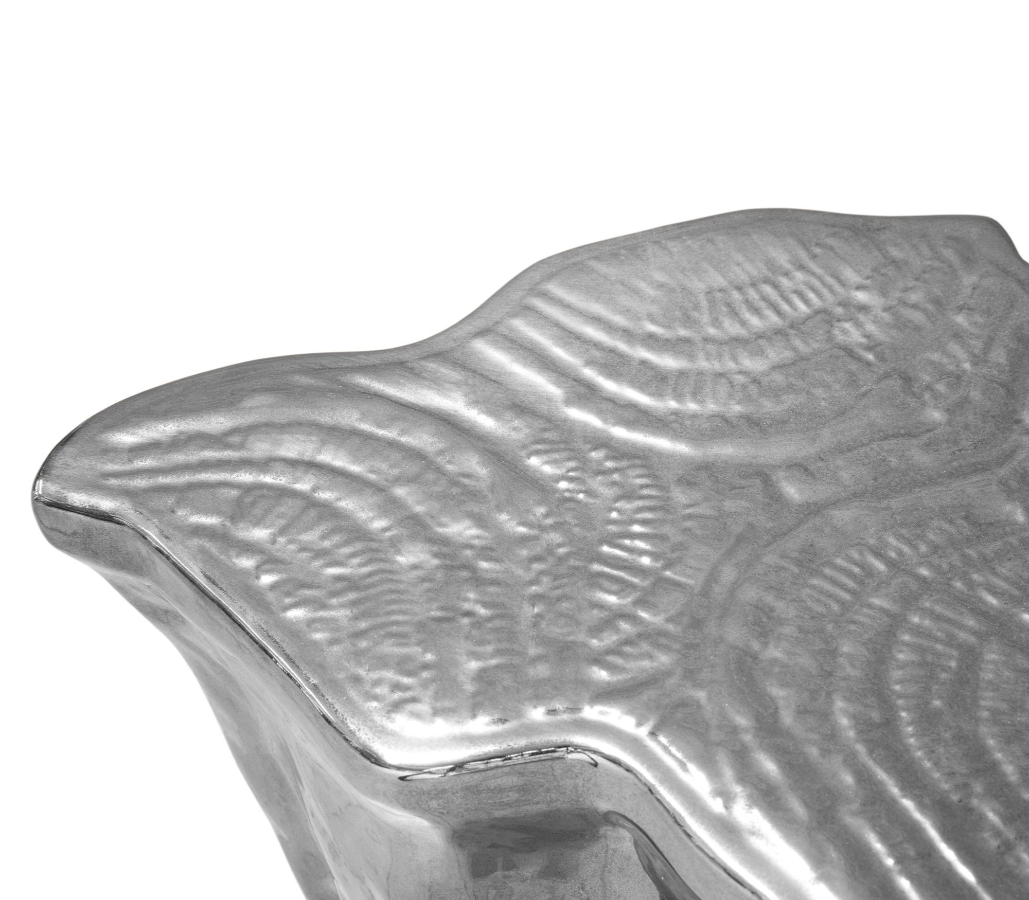 Srebrny ceramiczny stolik boczny Horizon