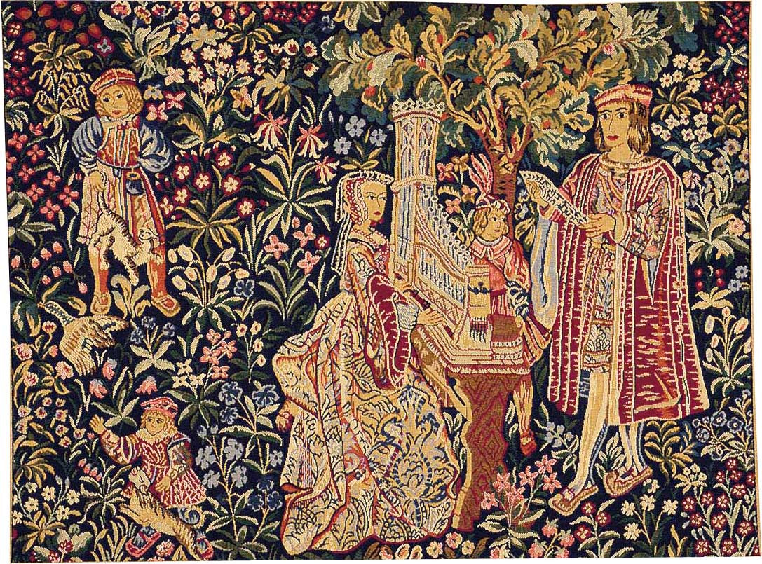 Gobelin Lady with Organ without Border | Rozmiar: 50 × 67 cm