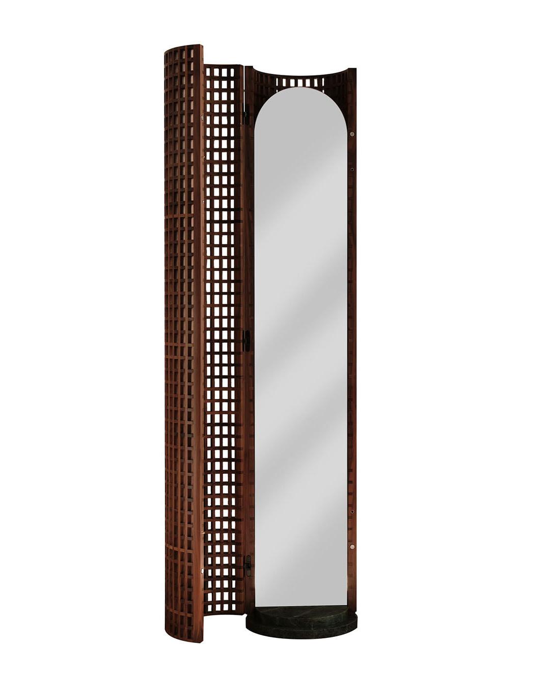 Lustro Podłogowe z Orzecha i Marmuru