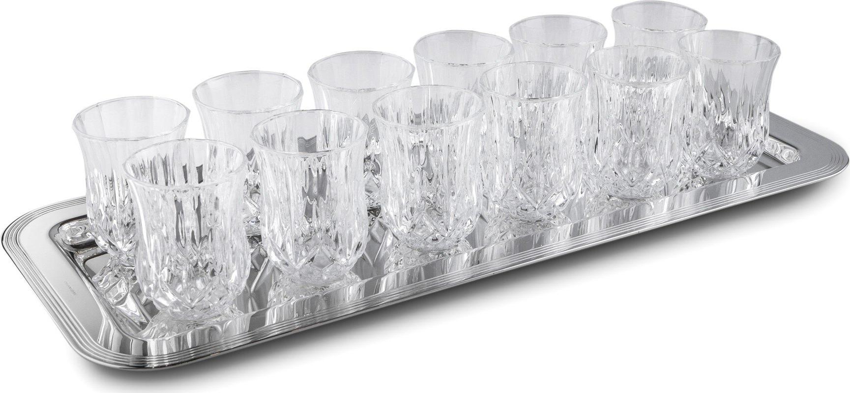 Zestaw 12 szklanek z tacą