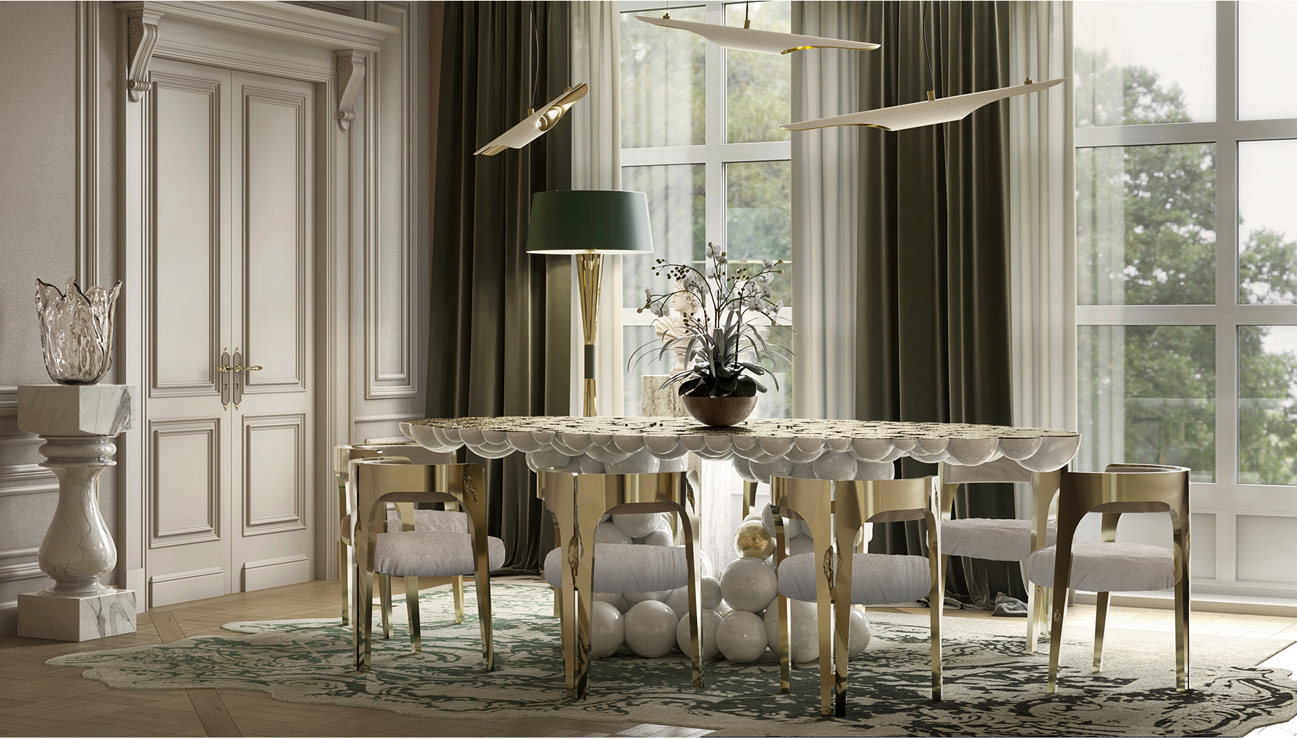 Biały stół jadalniany Orbit Luxe