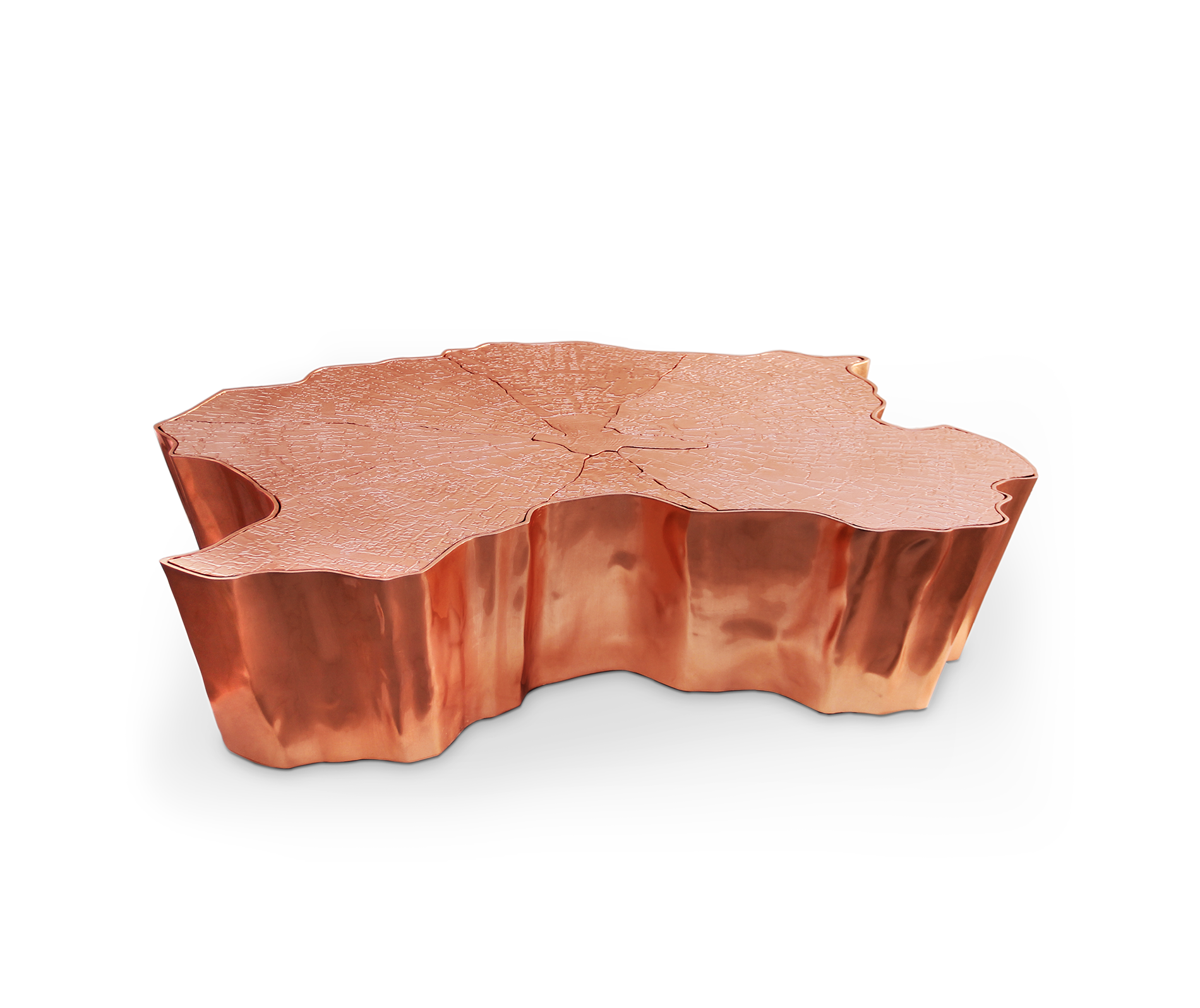 Miedziany stolik kawowy Paradise | Wymiary: Szer. 138 x Gł. 95 x Wys. 36 cm