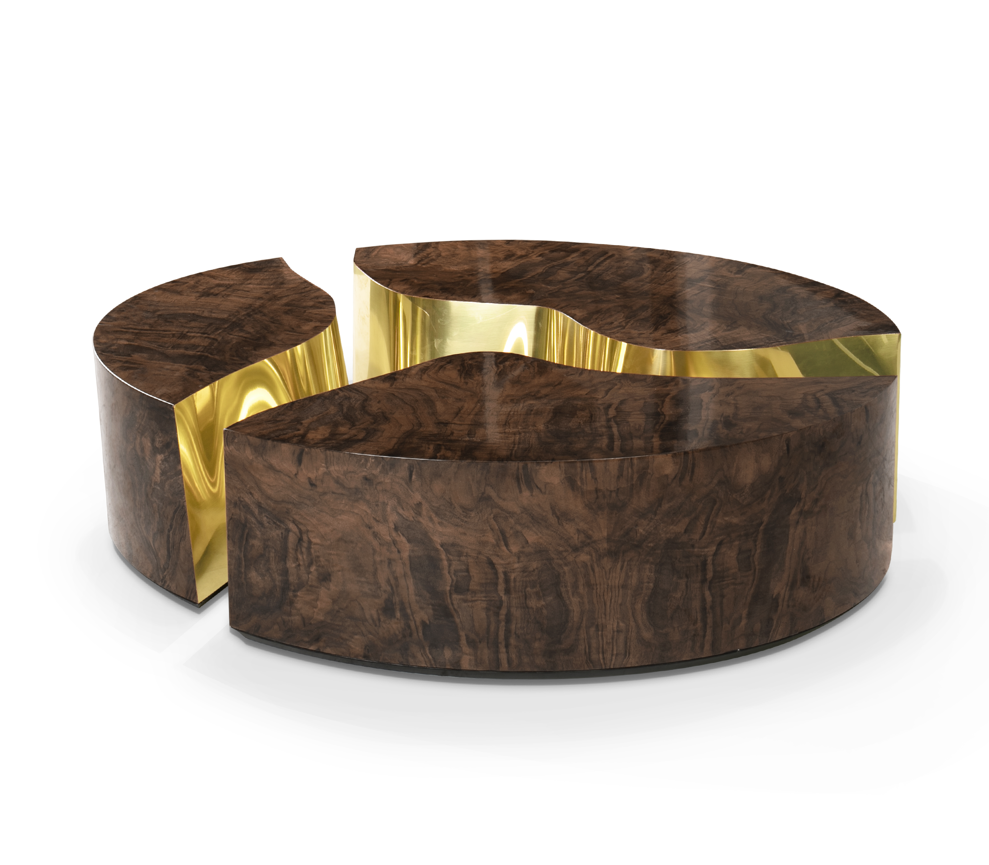 Orzechowy owalny stolik kawowy Fissure