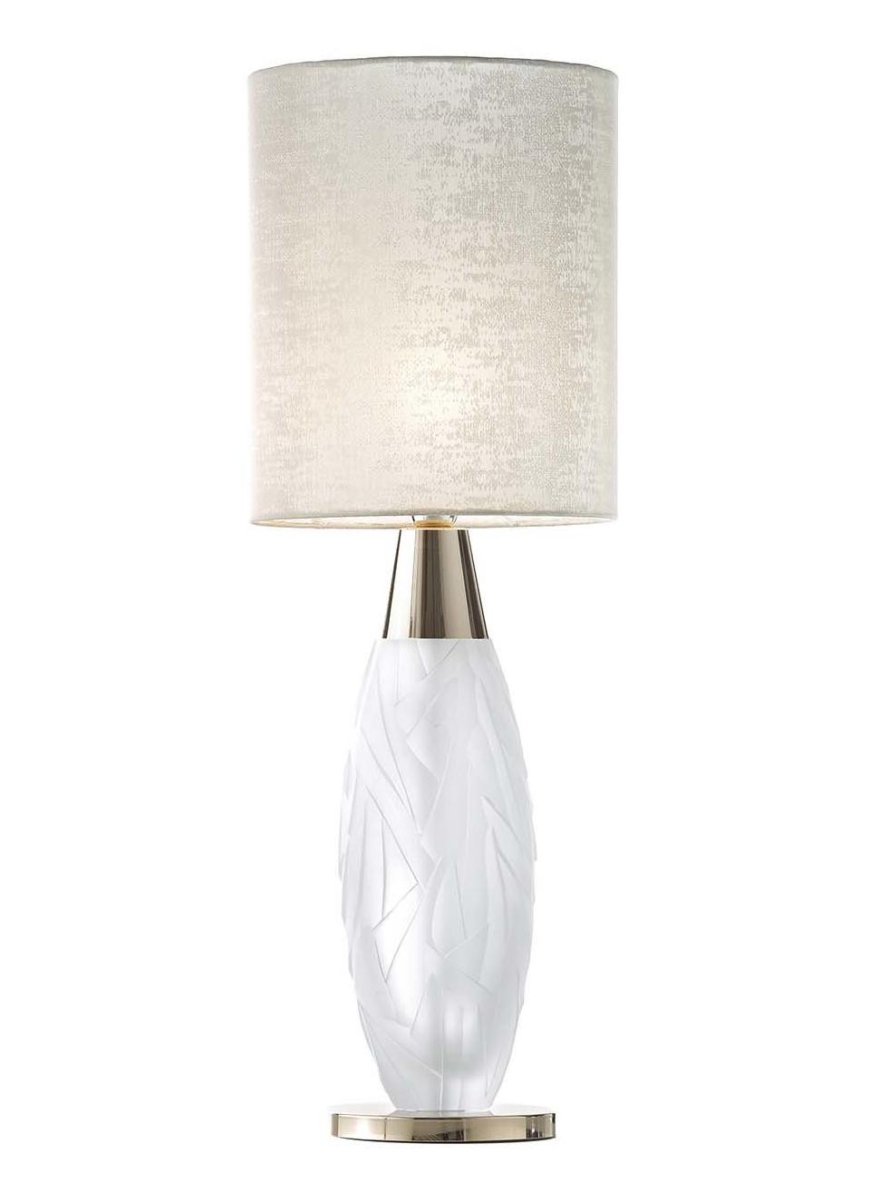 Złota lampa stołowa z kryształem matowym