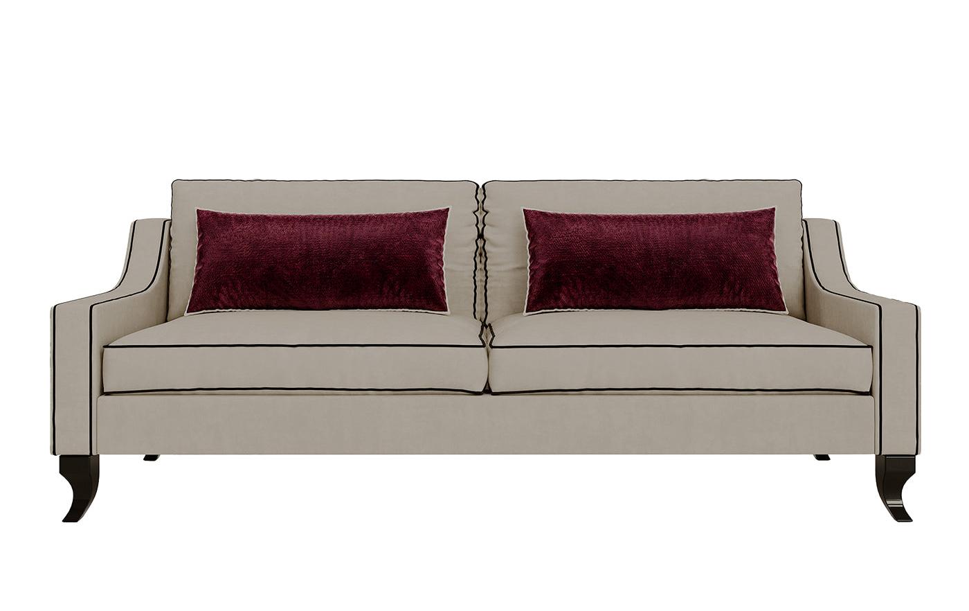 Sofa 3-osobowa z poduszkami