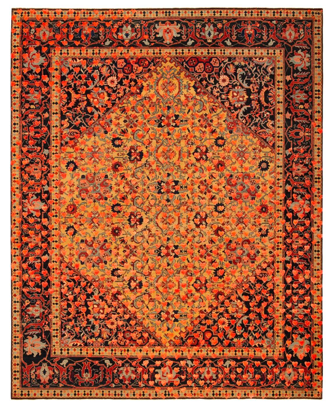 Dywan Serapi Queensbury Broken Heart Yellow Neonorange Silk | Rozmiar: 250 x 300 cm