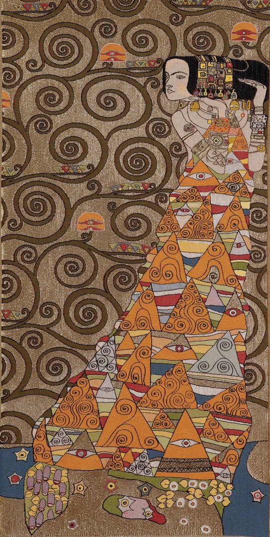 Gobelin Lady (prawa) z Klimta pomarańczowa | Rozmiar: 50 x 100 cm