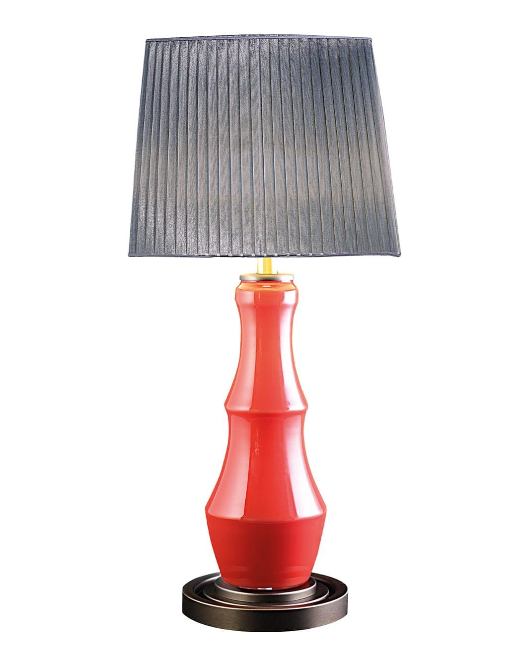 Lampa stołowa z dmuchanego szkła koralowego
