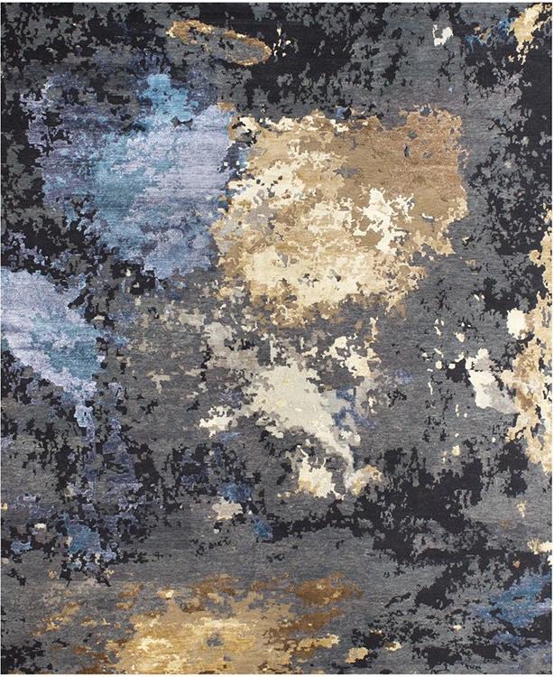 Dywan Abstract Charcoal Blue Gold | Rozmiar: 250 x 300 cm