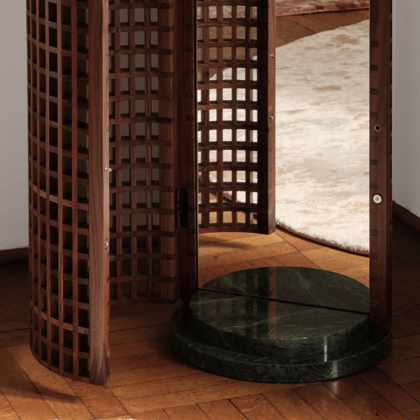 Lustro Podłogowe z Orzecha i Marmuru