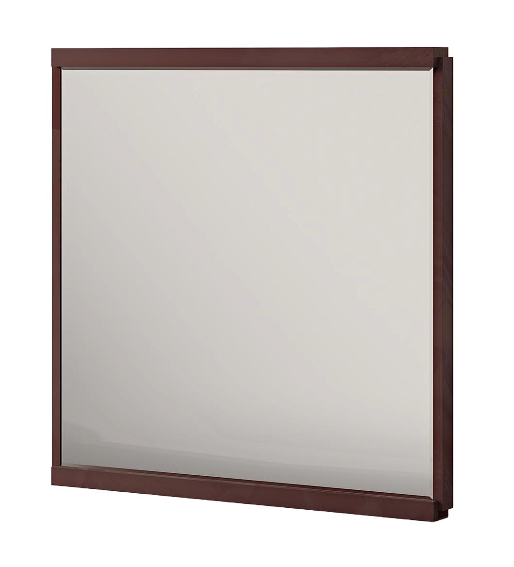 Kwadratowe lustro ścienne z drewnianą ramą