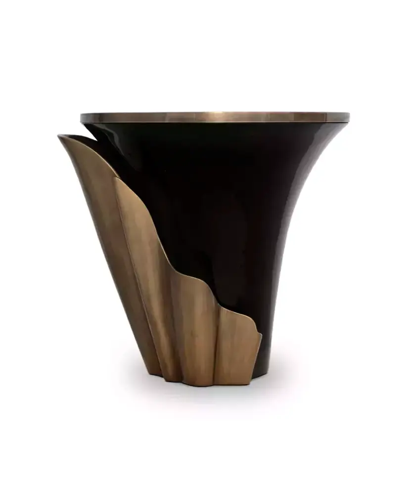 Stolik boczny Solstice z postarzanego złota