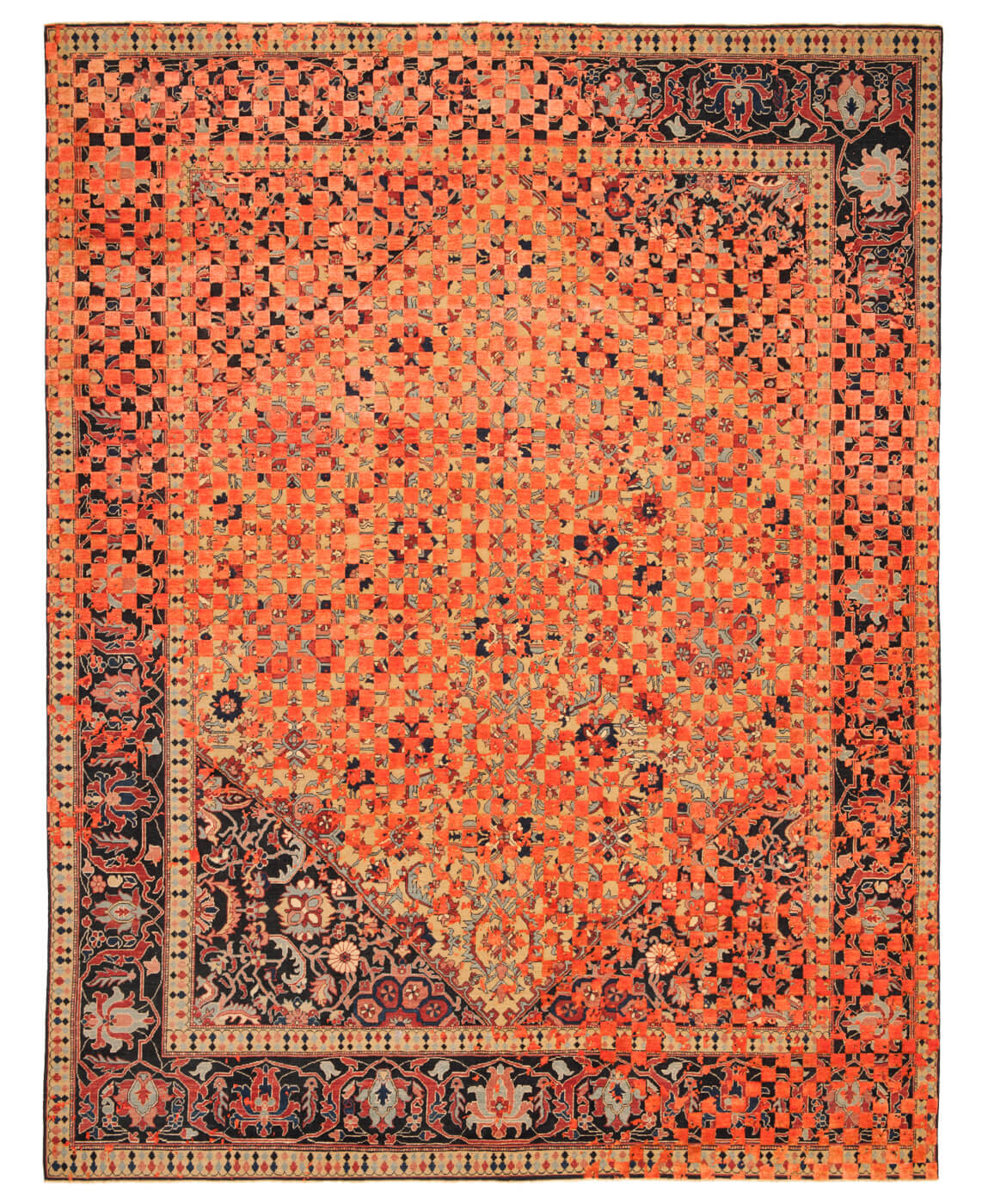 Dywan Serapi Queensbury Checker Raved Yellow Neonorange Silk | Rozmiar: 250 x 300 cm