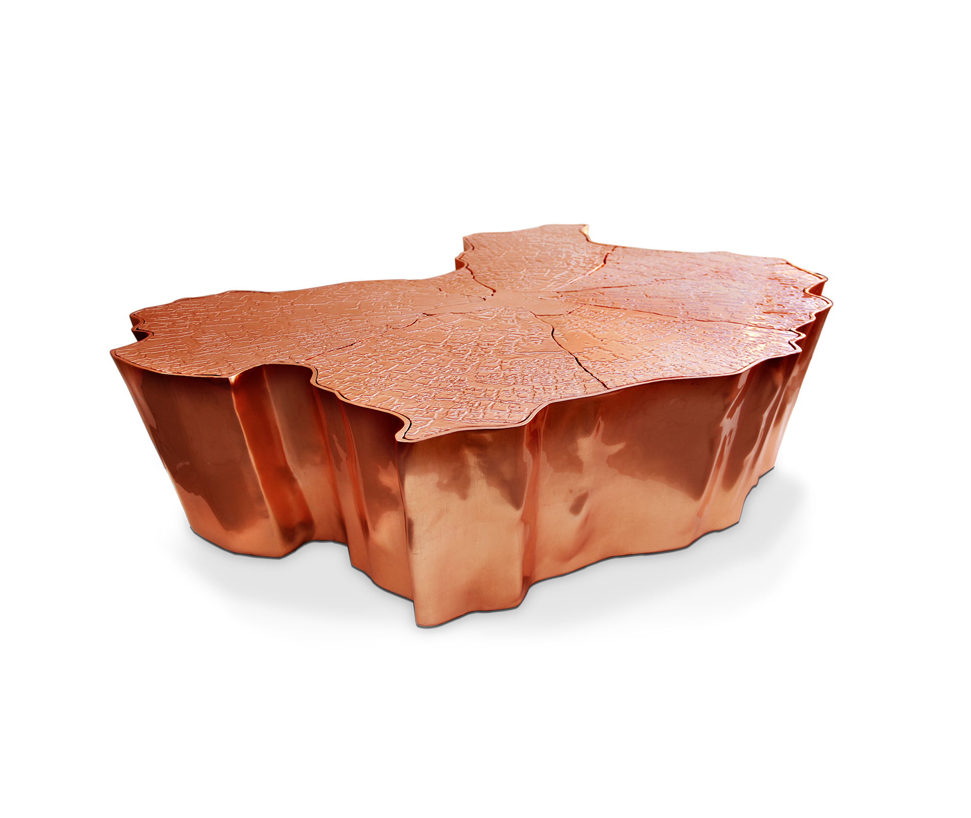 Miedziany stolik kawowy Paradise | Wymiary: Szer. 138 x Gł. 95 x Wys. 36 cm