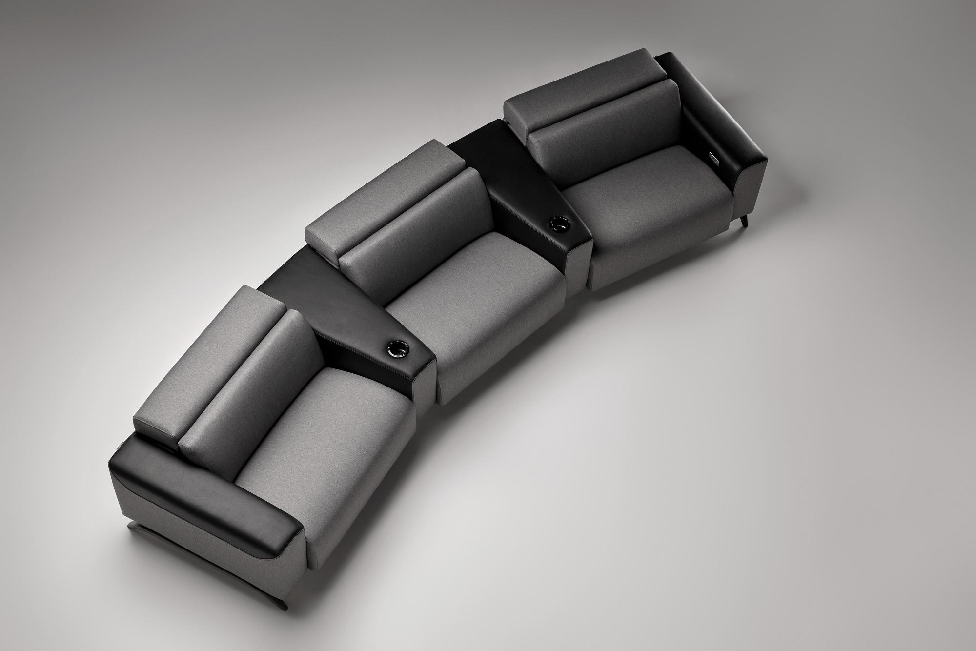 Szara zakrzywiona sofa 3-osobowa Atlanta