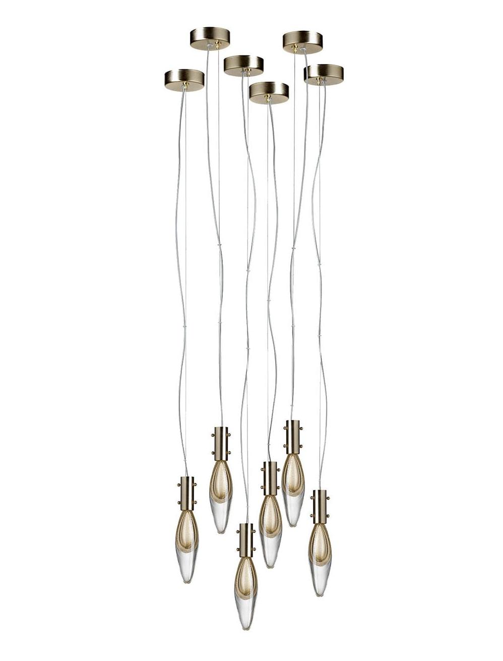 Muranowa lampa wisząca z kroplami 6-punktowa