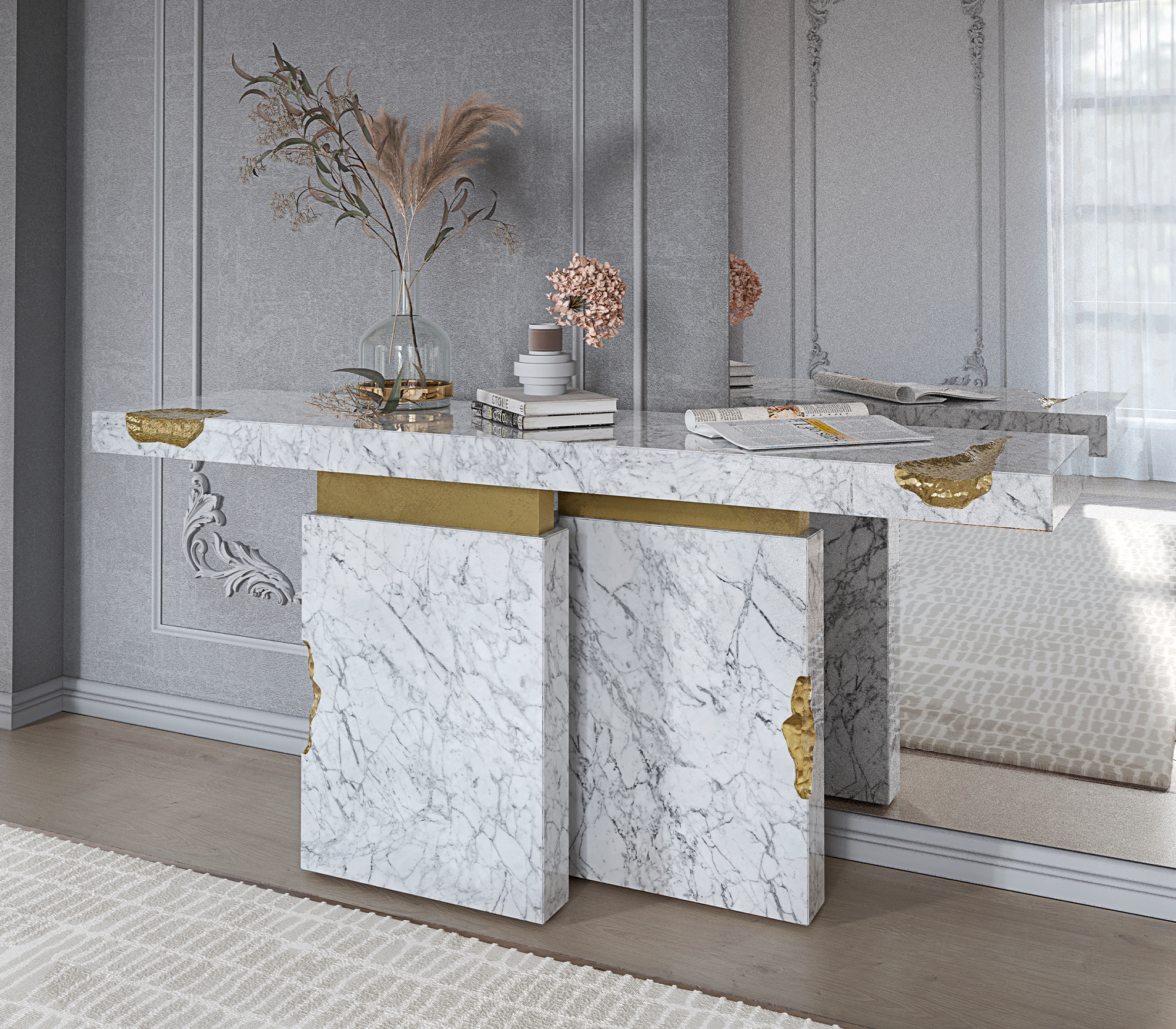 Konsola Dominion z marmuru Carrara