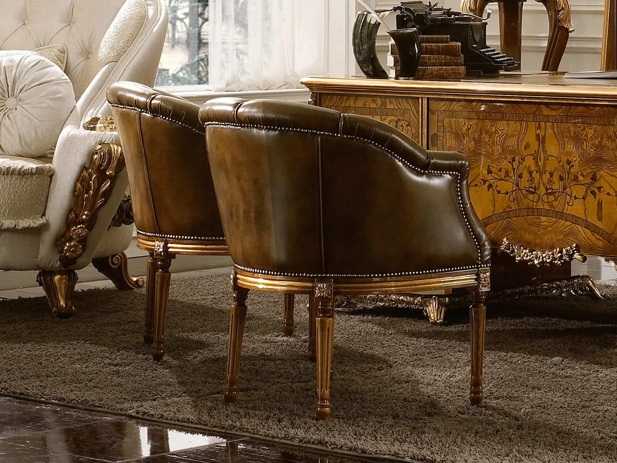 Skórzane krzesło Dolcevita z podłokietnikami