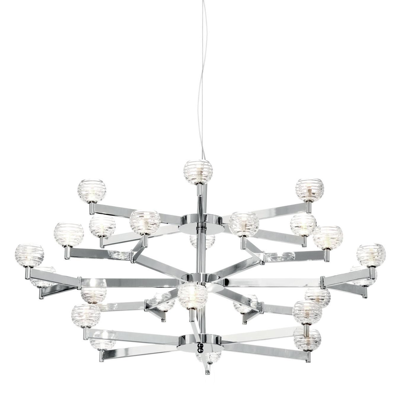 Kryształowy żyrandol art déco niklowy