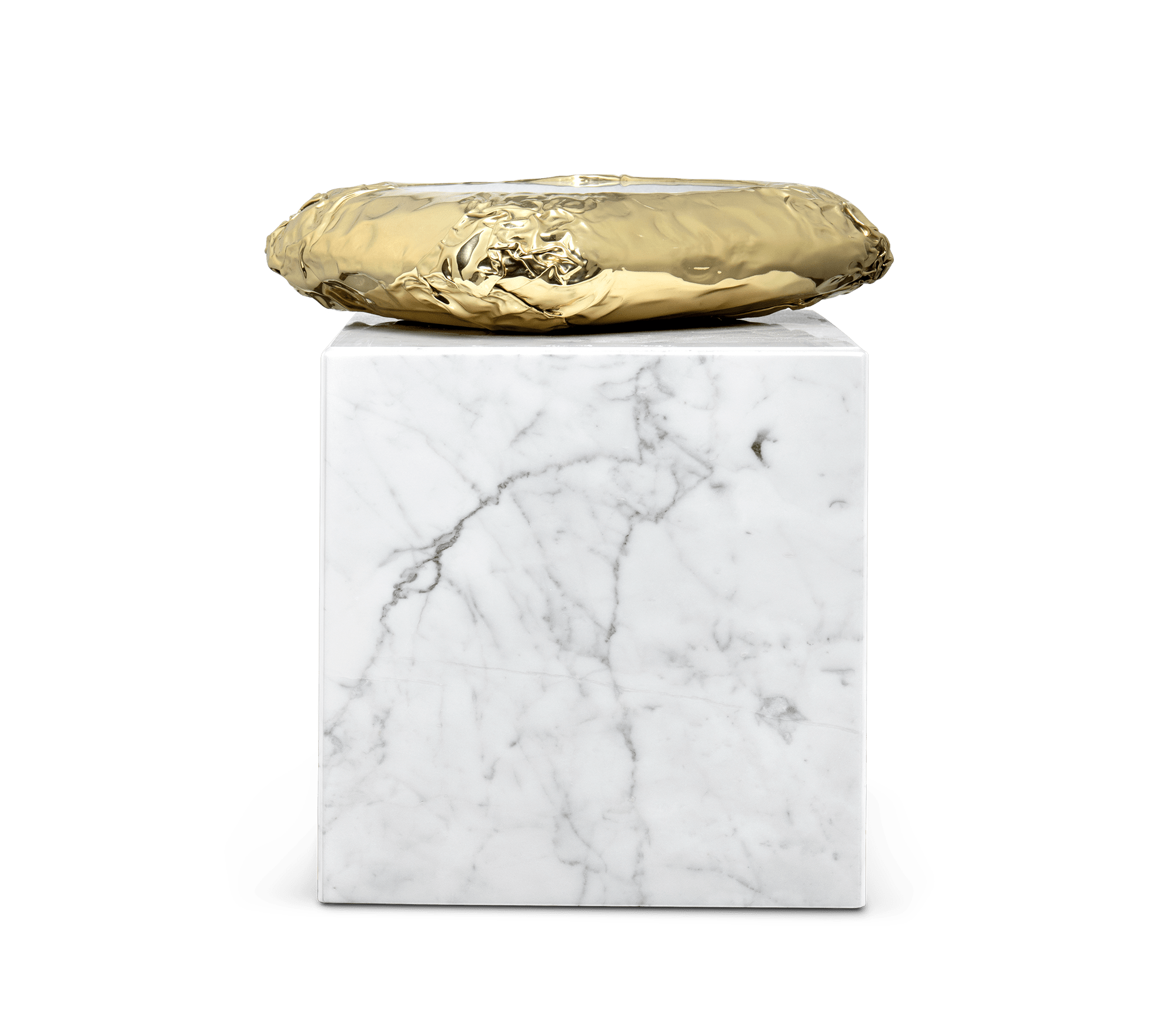 Stolik boczny Megalith z marmuru Carrara