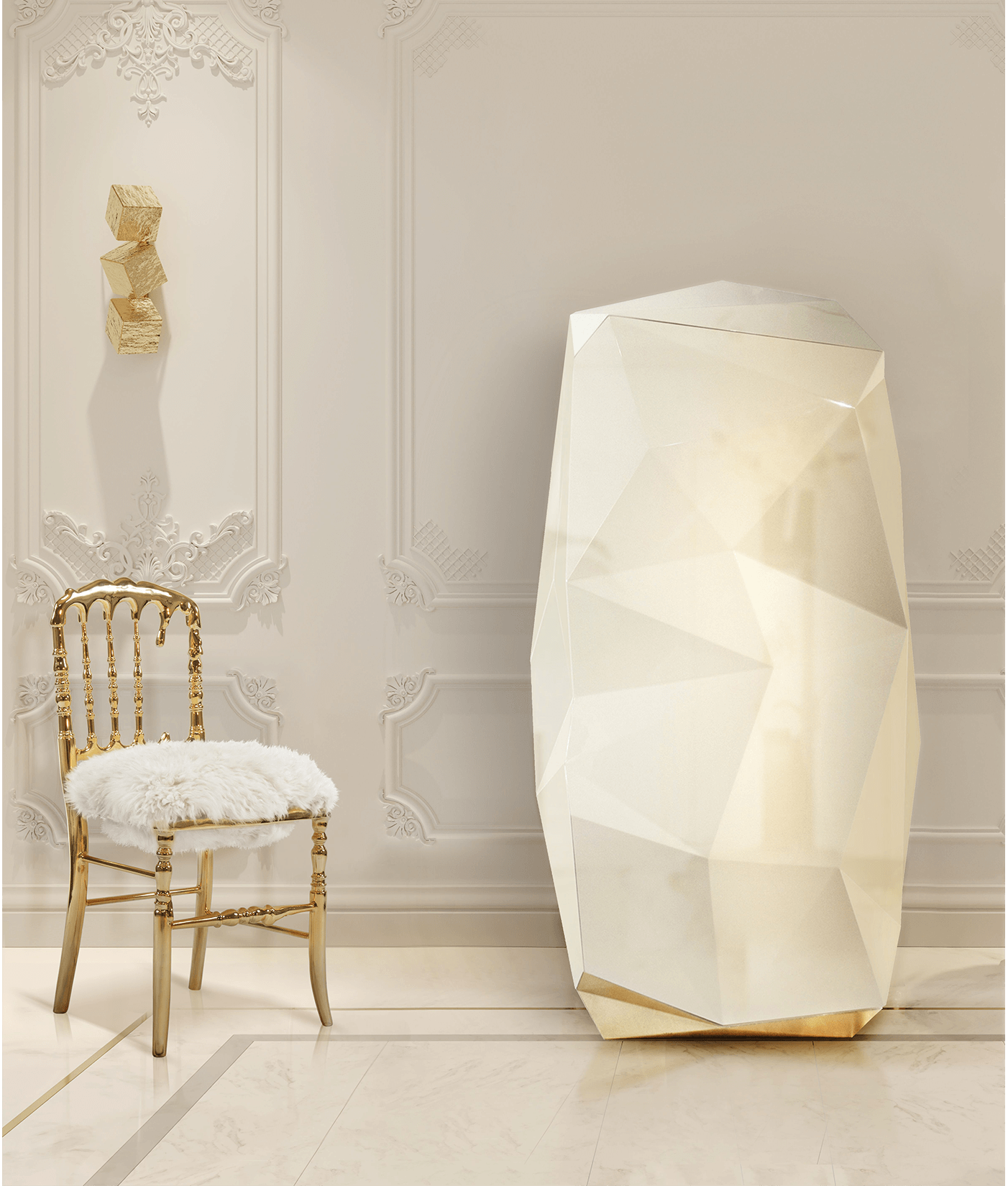 Krzesło Empyrean z futerkiem Luxe