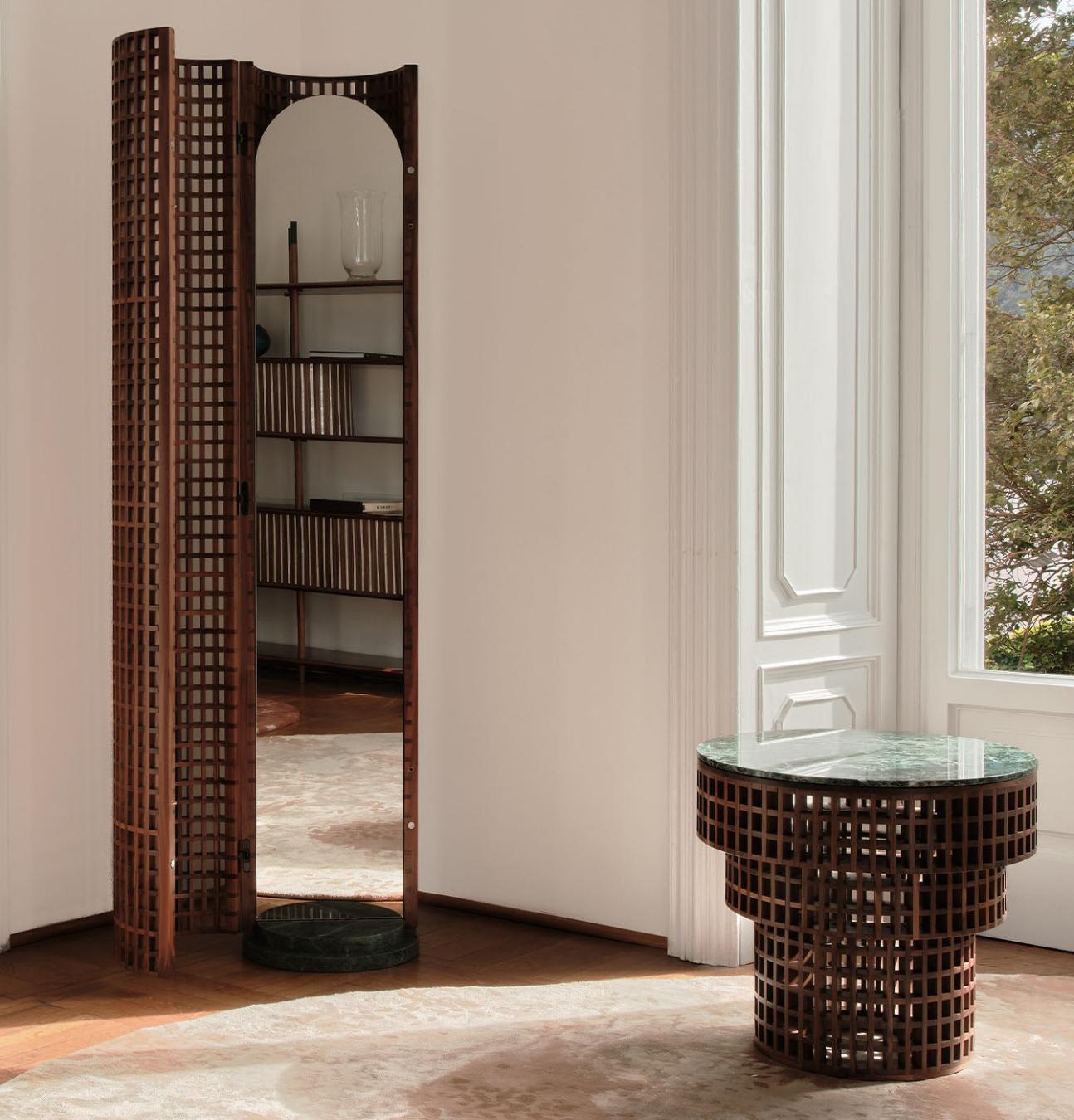 Stolik Boczny z Orzecha i Marmuru