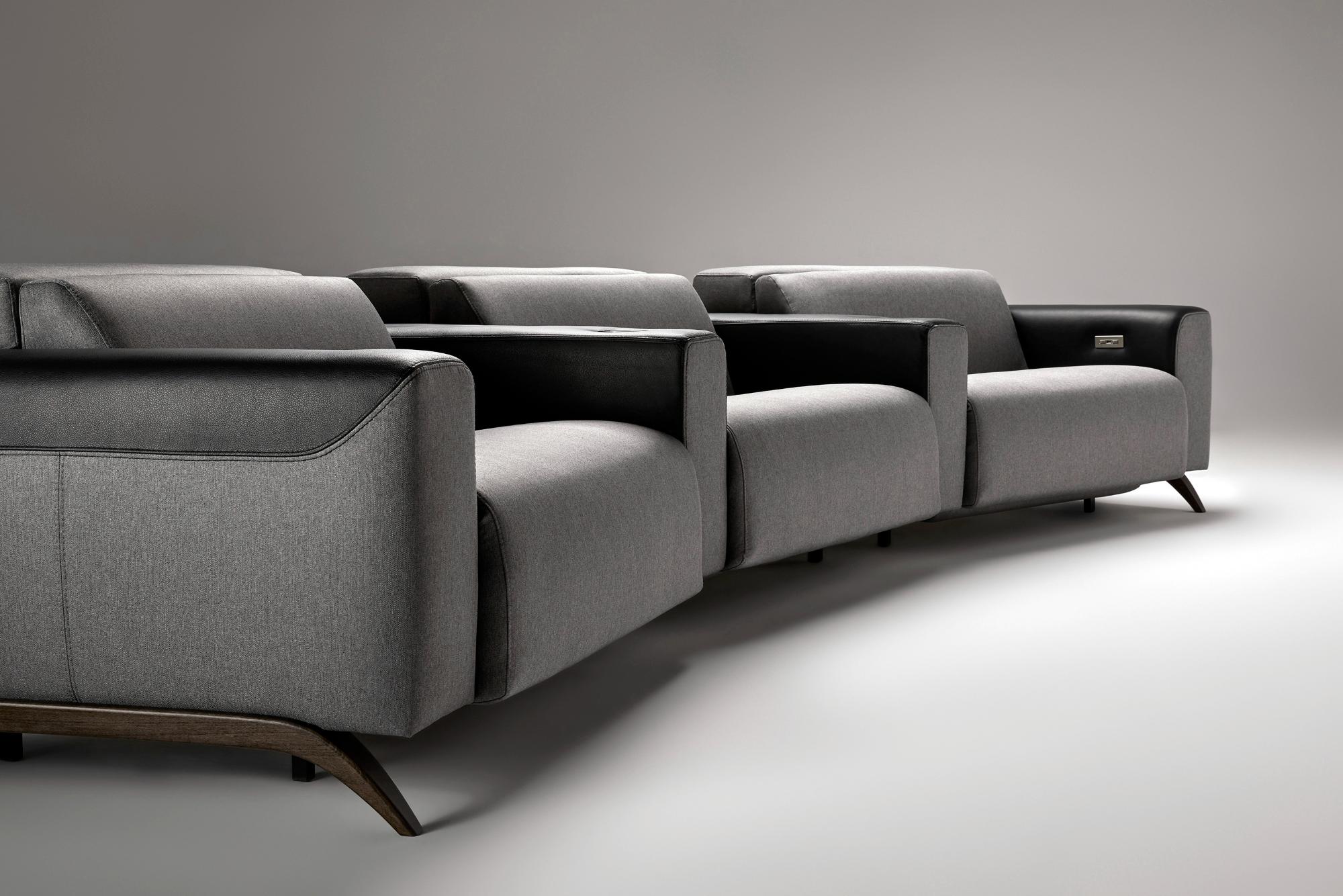 Szara zakrzywiona sofa 3-osobowa Atlanta