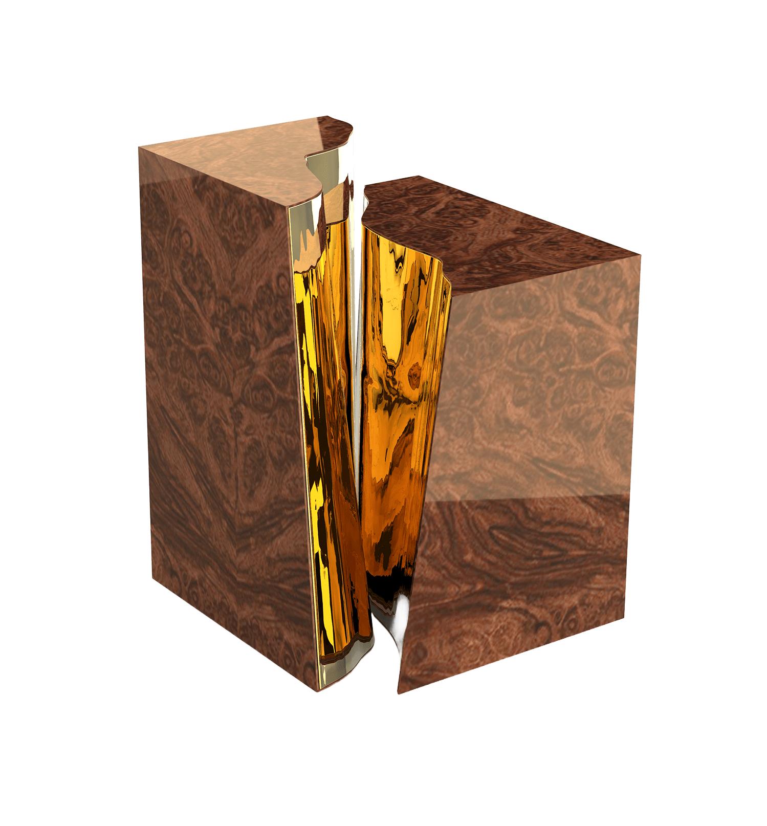 Stolik boczny Fissure z orzecha