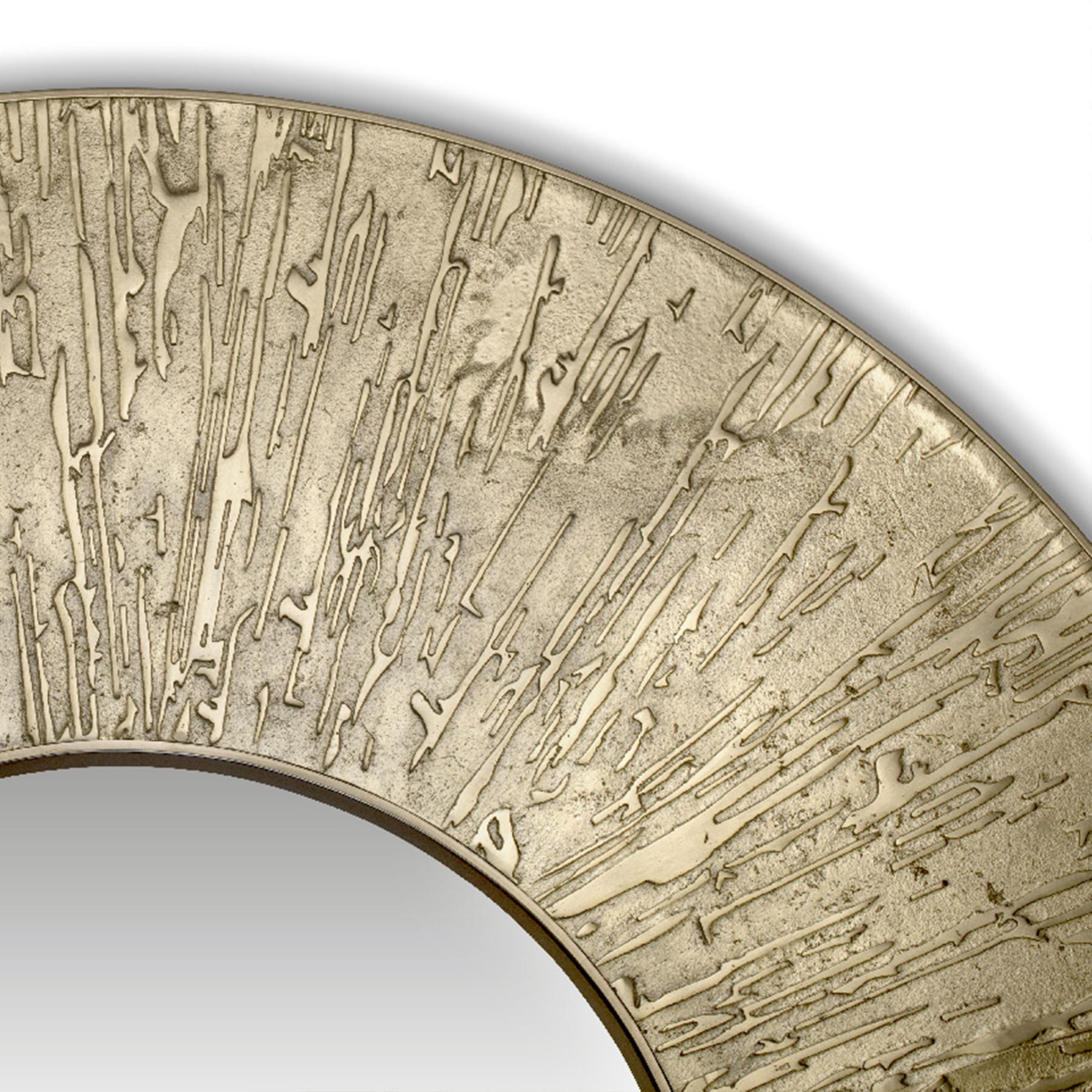 Lustro ścienne okrągłe mosiężne z akcentem